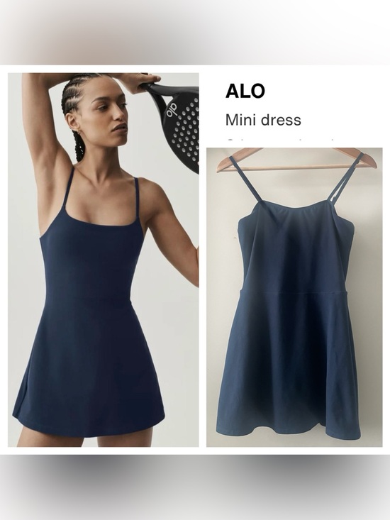 ALO Yoga Dresses & Skirts - ALO Yoga Alosoft Encore Navy Spaghetti-Strap Tennis Mini Dress